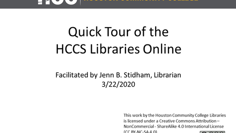 Thumbnail for Quick Tour of the HCCS Libraries Online