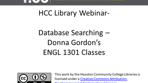 Thumbnail for entry Database Searching - Donna Gordon's ENGL 1301 Classes (Social Issues)