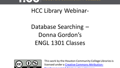 Thumbnail for Database Searching - Donna Gordon's ENGL 1301 Classes (Social Issues)