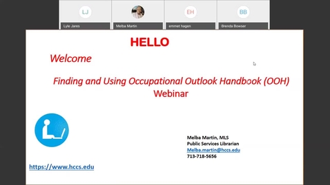 Thumbnail for entry Finding and Using Occupational Outlook Handbook Webinar