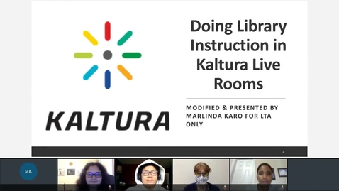 Thumbnail for Doing Library Instruction in Kaltura Live Rooms