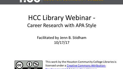 Thumbnail for entry Career/APA Research Session (Heidbreder)