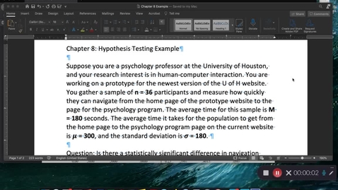 Thumbnail for entry Chapter 8: Hypothesis Testing Example