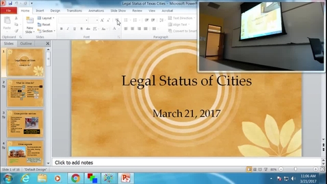 Thumbnail for entry Legal Status of Texas Cities: Professor Tannahill's Lecture of March 21, 2017