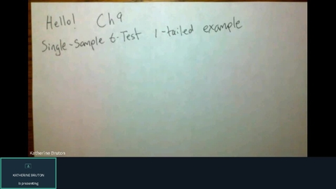 Thumbnail for entry Chapter 9: Single-Sample t-Test, One-Tailed Example