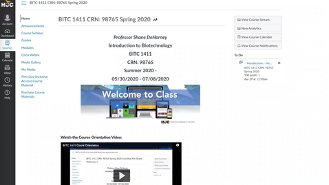 Thumbnail for BITC 1411 Course Orientation 2020 - Demo
