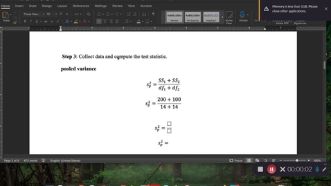 Thumbnail for entry Part 2 of Chapter 10: Independent Measures t-Test Hypothesis Test :)