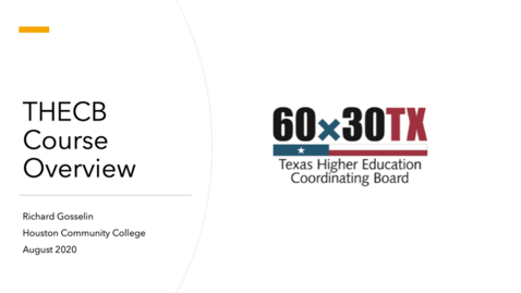 Thumbnail for THECB Course Overview