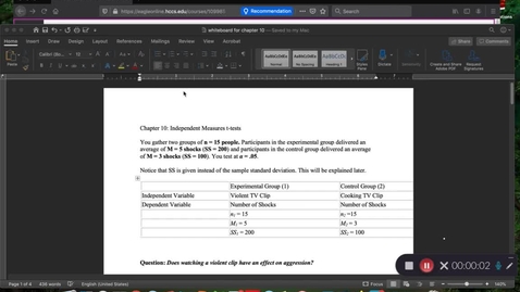 Thumbnail for Part 1 Chapter 10: Independent Measures t-Test Hypothesis Test 
