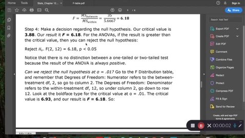 Thumbnail for entry Chapter 12: ANOVA Hypothesis Test Part 3, Effect Size 