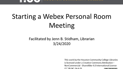 Thumbnail for Starting a Webex Personal Room Webinar