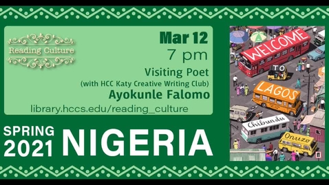 Thumbnail for entry Reading Culture: Visiting Poet Ayokunle Falomo