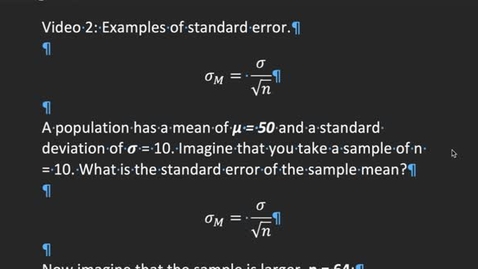 Thumbnail for entry Chapter 7: Sampling Distributions (Part 2) - Standard Error