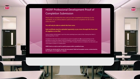 Thumbnail for How to Submit HEERF PD Proof of Completion Form