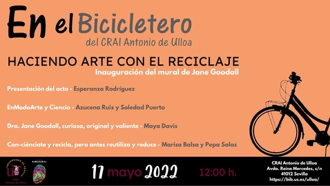 Miniatura para la entrada HACIENDO ARTE CON EL RECICLAJE : INAUGURACIÓN DEL MURAL DE JANE GOODAL - EN EL BICICLETERO DEL CRAI