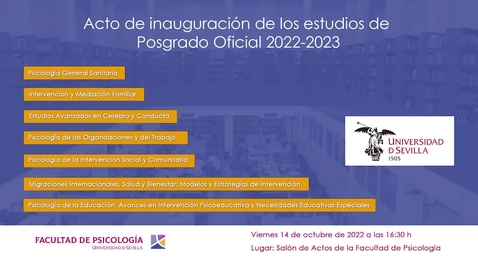 Miniatura para la entrada ACTO DE BIENVENIDA DE POSGRADO 2022-23