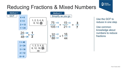 Thumbnail for Reducing Fractions &amp; Mixed Numbers