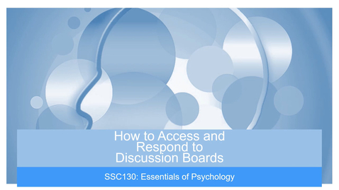 Thumbnail for Discussion Board Instructions - Essentials of Psychology
