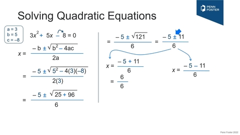 Thumbnail for Solving Quadratic Equations Using The Quadratic Formula