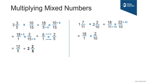 Multiplying Fractions Using Cancellation Method - Penn Foster