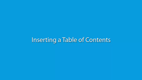 Thumbnail for Inserting a Table of Contents