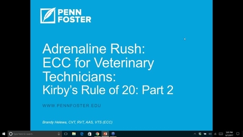 Thumbnail for Adrenaline Rush! Webinar, Kirby's Rules Part 2, VET110 Medical Nursing for Vet Techs 