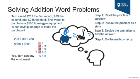 Thumbnail for HSD006_Solving Word Problems Using Addition_VID00971