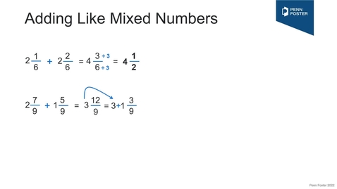 Thumbnail for Adding Like Fractions &amp; Mixed Numbers