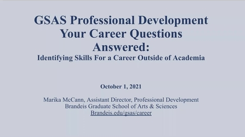 Thumbnail for How do I Identify the Skills I Need for a Career Outside of Academia 1/22
