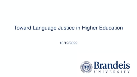Thumbnail for Toward Language Justice in Higher Education