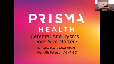 Thumbnail for Cerebral Aneurysms Update - Annette Davis, NP