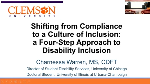 Thumbnail for entry 2022 | Shifting from Compliance to a Culture of inclusion - Charnessa Warner