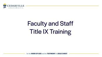 View thumbnail for Title IX Training - Faculty/Staff Sessions 2020