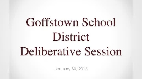 Thumbnail for School District Warrant Article 2 (Budget) Presentation 2016