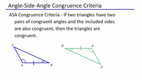 Thumbnail for Asa Congruence Criteria