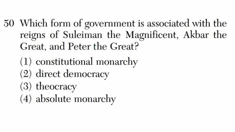 Thumbnail for Global History: June 2013 - Question 50