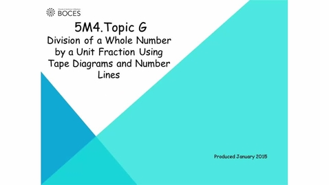 Thumbnail for Topic G: Tutorial Division Of A Whole Number By A Unit Fraction Using Tape Diagrams And Number Lines