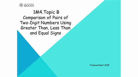 Thumbnail for Topic B: Tutorial Comparison Of Pairs Of Two Digit Numbers Using Greater Than, Less Than, and Equal Signs
