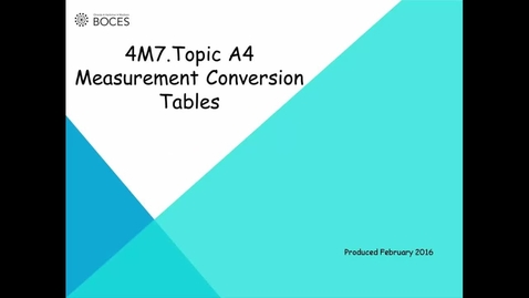 Thumbnail for Topic A4 Tutorial: Measurement Conversion Tables