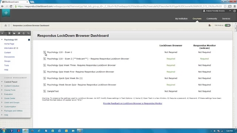 Thumbnail for Preparing an Exam for use with LockDown Browser: Blackboard Learn