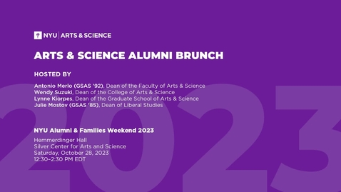 Thumbnail for entry Arts &amp; Science Alumni Brunch | Alumni &amp; Families Weekend 2023