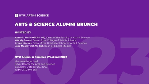 Thumbnail for Arts &amp; Science Alumni Brunch | Alumni &amp; Families Weekend 2023
