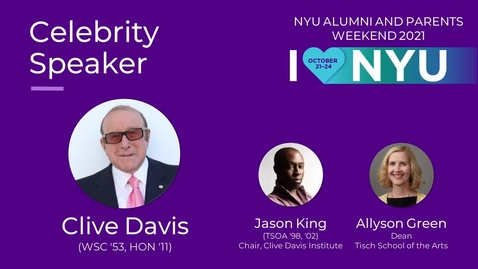 Thumbnail for entry Clive Davis (WSC '53, HON '11) at NYU Alumni and Parents Weekend