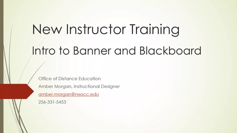 Thumbnail for entry Introduction to Banner and Blackboard_New Instructors