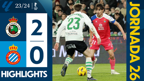 Thumbnail for entry ⚽ RESUMEN J26 | Racing 2-0 Espanyol | #LaLigaHighlights