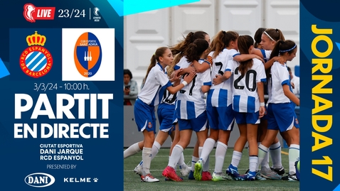 Thumbnail for entry 🔴 LIVE | ⚽️ RCD Espanyol Infantil A Femení 🆚 Club Esportiu Sant Adrià | J17 | #EspanyolMEDIA