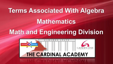 Thumbnail for Terms Used In Algebra