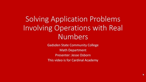Thumbnail for Solving Application Problems