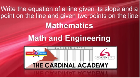 Thumbnail for Write Equation of lines with point and slope or 2 points