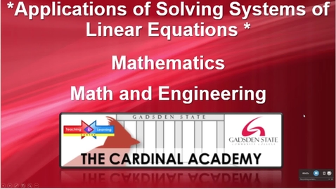 Thumbnail for Applications of Systems of Linear Equations 2